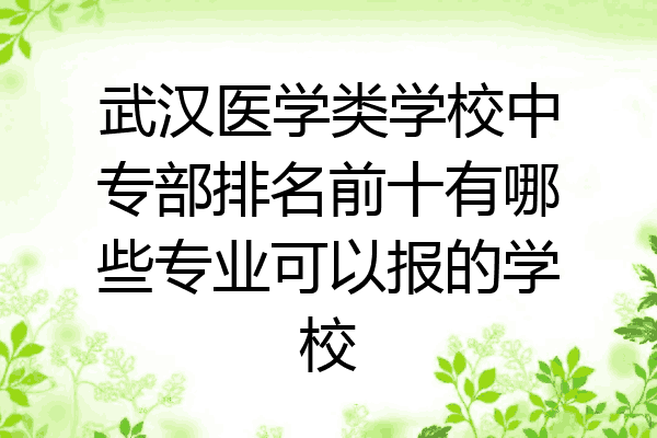 武汉医学类学校中专部排名前十有哪些专业可以报的学校