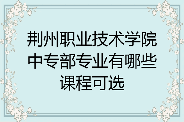 荆州职业技术学院中专部专业有哪些课程可选