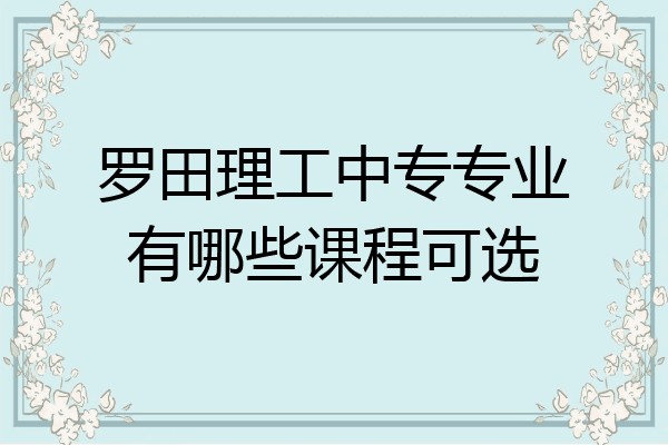 罗田理工中专专业有哪些课程可选
