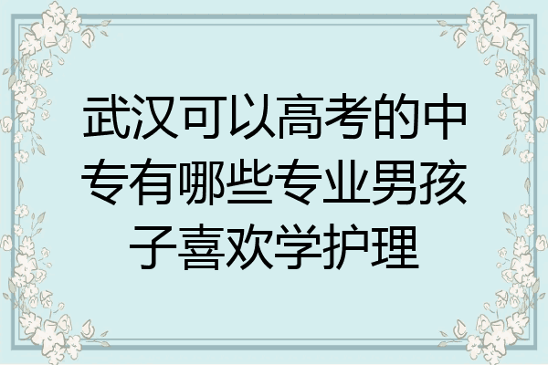 武汉可以高考的中专有哪些专业男孩子喜欢学护理