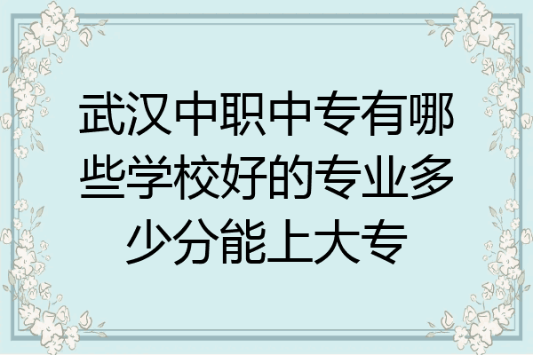 武汉中职中专有哪些学校好的专业多少分能上大专