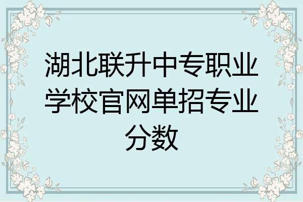 湖北联升中专职业学校官网单招专业分数