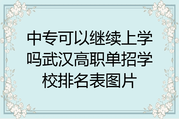 中专可以继续上学吗武汉高职单招学校排名表图片