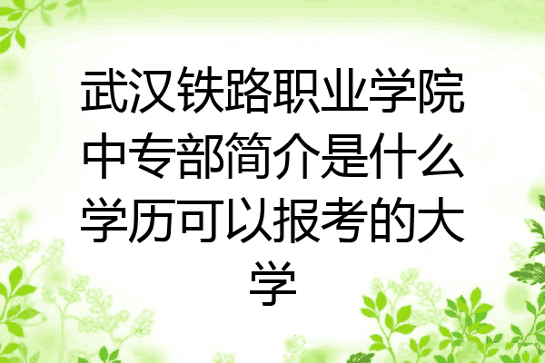 武汉铁路职业学院中专部简介是什么学历可以报考的大学