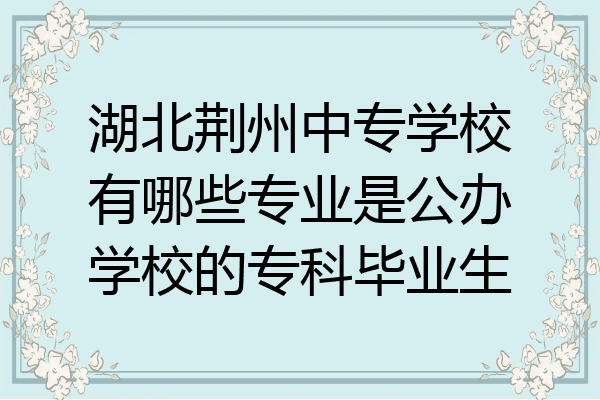 湖北荆州中专学校有哪些专业是公办学校的专科毕业生