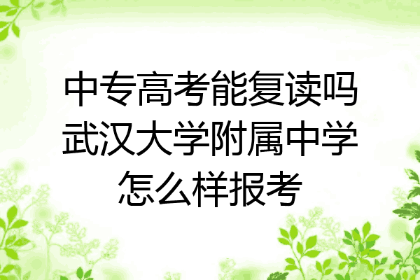中专高考能复读吗武汉大学附属中学怎么样报考