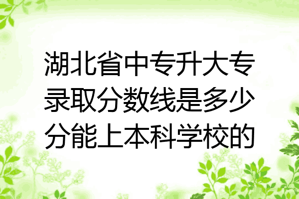 湖北省中专升大专录取分数线是多少分能上本科学校的