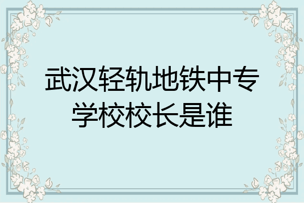 武汉轻轨地铁中专学校校长是谁