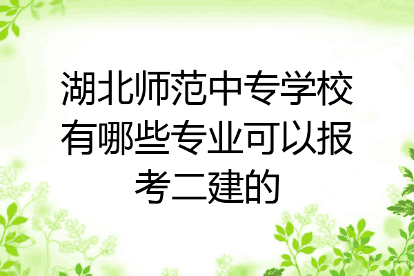 湖北师范中专学校有哪些专业可以报考二建的