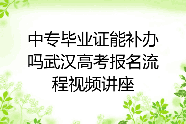 中专毕业证能补办吗武汉高考报名流程视频讲座