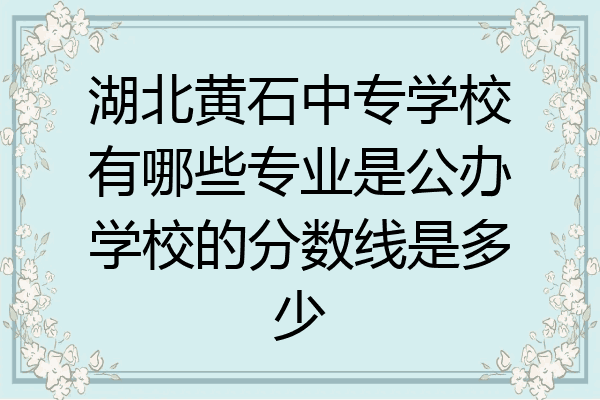 湖北黄石中专学校有哪些专业是公办学校的分数线是多少