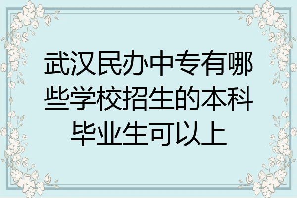 武汉民办中专有哪些学校招生的本科毕业生可以上