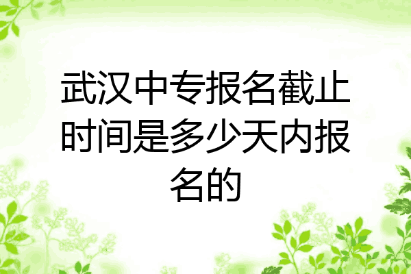 武汉中专报名截止时间是多少天内报名的