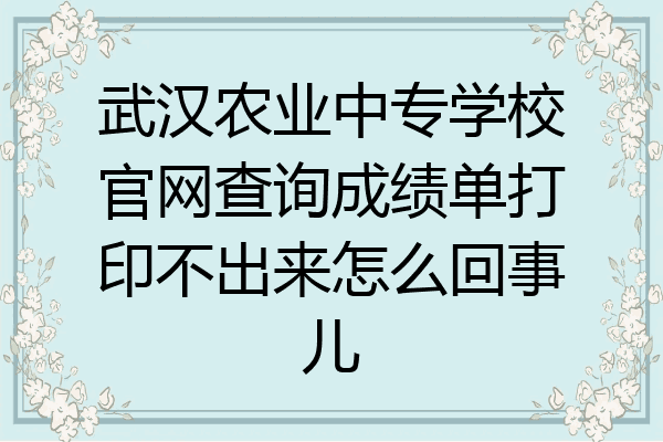 武汉农业中专学校官网查询成绩单打印不出来怎么回事儿