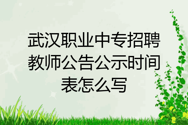 武汉职业中专招聘教师公告公示时间表怎么写