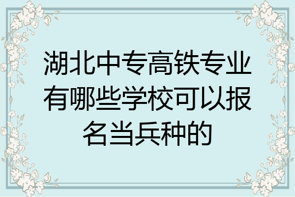 湖北中专高铁专业有哪些学校可以报名当兵种的