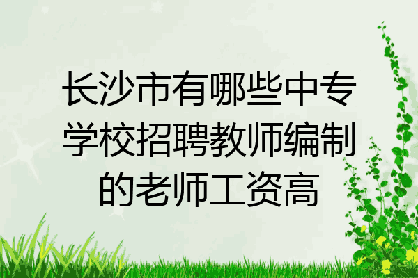 长沙市有哪些中专学校招聘教师编制的老师工资高