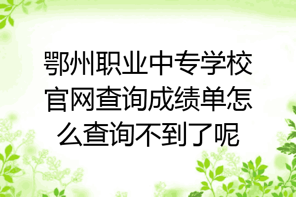 鄂州职业中专学校官网查询成绩单怎么查询不到了呢