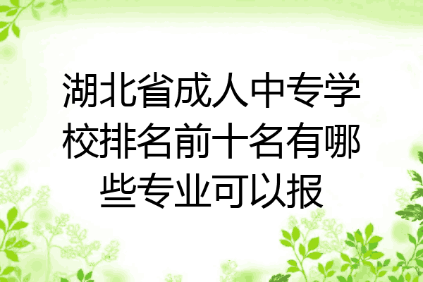 湖北省成人中专学校排名前十名有哪些专业可以报