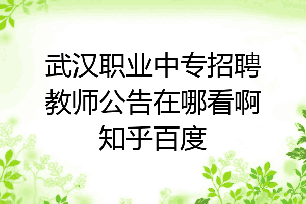 武汉职业中专招聘教师公告在哪看啊知乎百度