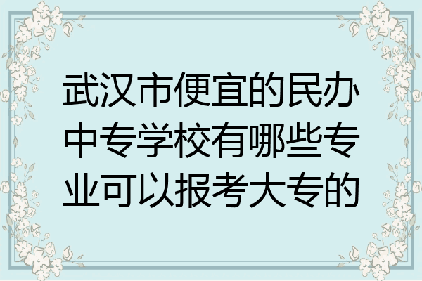 武汉市便宜的民办中专学校有哪些专业可以报考大专的