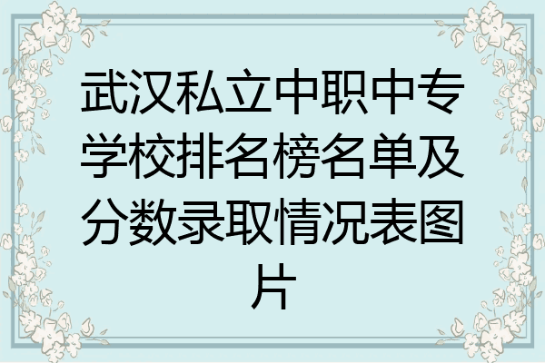 武汉私立中职中专学校排名榜名单及分数录取情况表图片
