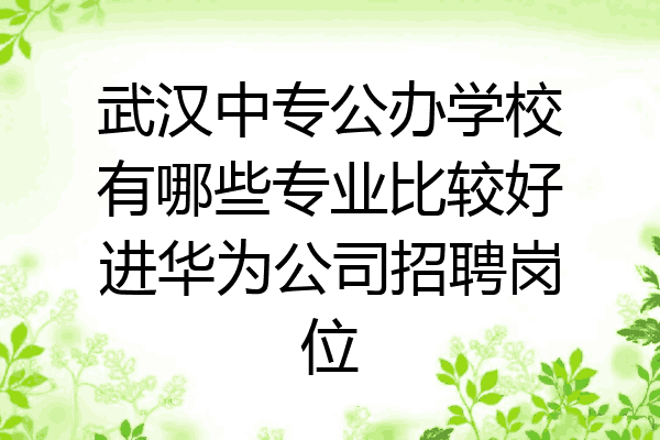 武汉中专公办学校有哪些专业比较好进华为公司招聘岗位