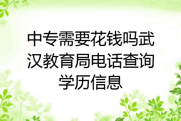 中专需要花钱吗武汉教育局电话查询学历信息