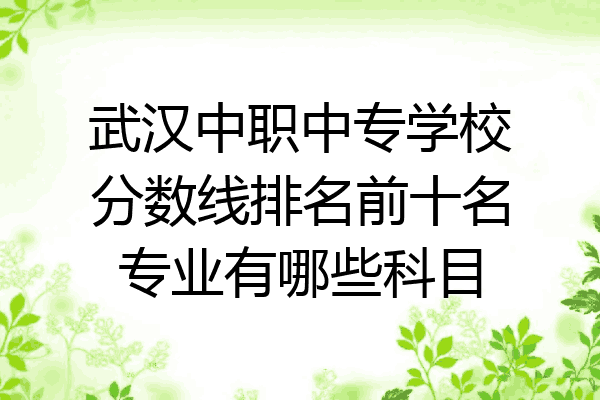 武汉中职中专学校分数线排名前十名专业有哪些科目