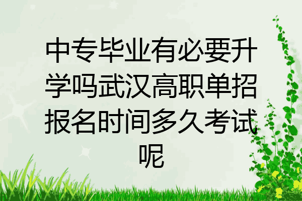 中专毕业有必要升学吗武汉高职单招报名时间多久考试呢