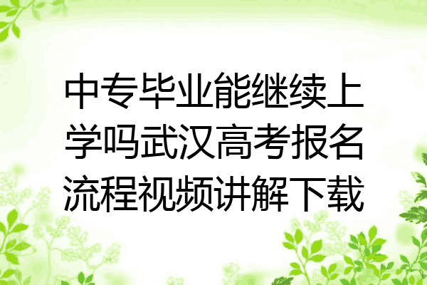 中专毕业能继续上学吗武汉高考报名流程视频讲解下载