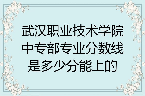 武汉职业技术学院中专部专业分数线是多少分能上的