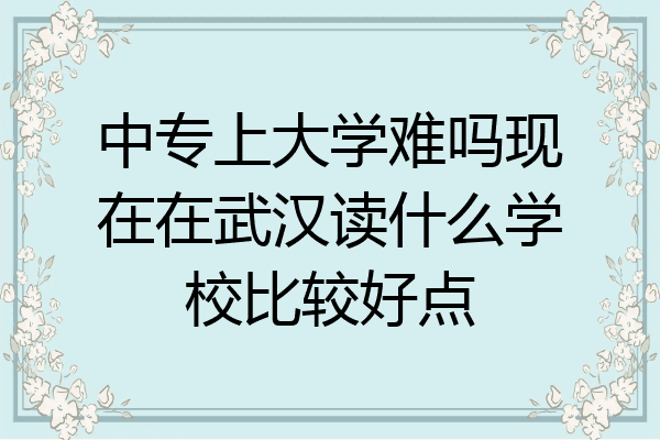 中专上大学难吗现在在武汉读什么学校比较好点