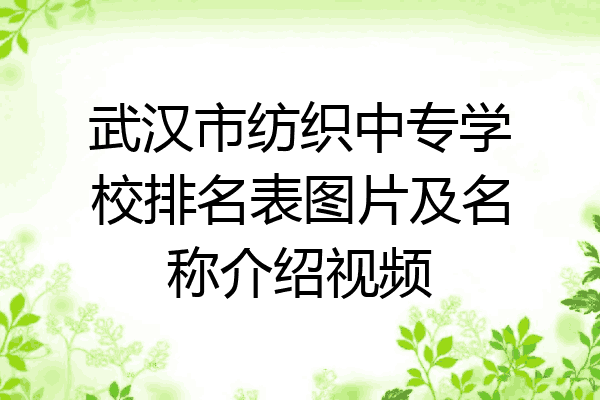 武汉市纺织中专学校排名表图片及名称介绍视频