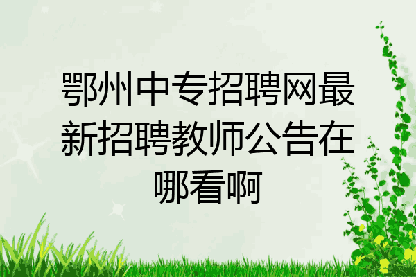 鄂州中专招聘网最新招聘教师公告在哪看啊