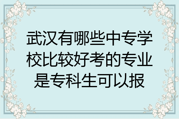 武汉有哪些中专学校比较好考的专业是专科生可以报