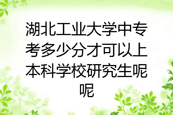湖北工业大学中专考多少分才可以上本科学校研究生呢呢