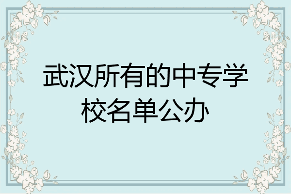 武汉所有的中专学校名单公办