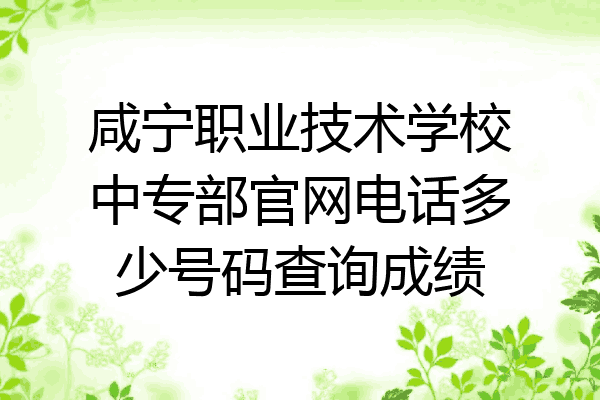 咸宁职业技术学校中专部官网电话多少号码查询成绩