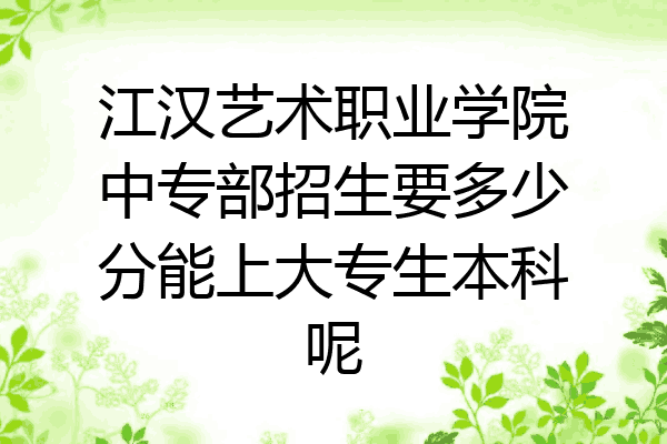 江汉艺术职业学院中专部招生要多少分能上大专生本科呢