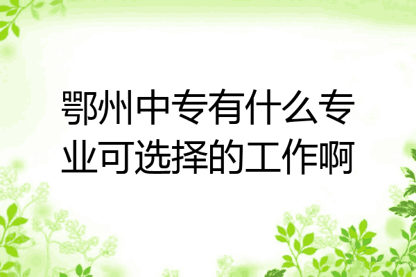 鄂州中专有什么专业可选择的工作啊