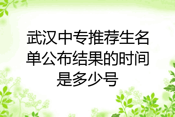 武汉中专推荐生名单公布结果的时间是多少号