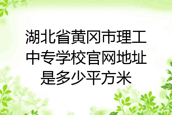 湖北省黄冈市理工中专学校官网地址是多少平方米