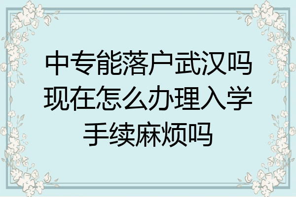 中专能落户武汉吗现在怎么办理入学手续麻烦吗