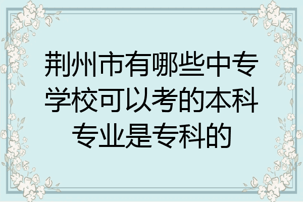 荆州市有哪些中专学校可以考的本科专业是专科的