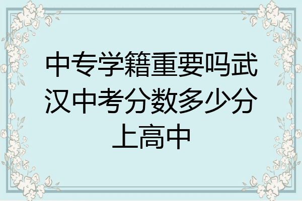 中专学籍重要吗武汉中考分数多少分上高中