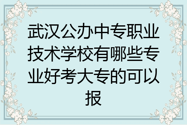 武汉公办中专职业技术学校有哪些专业好考大专的可以报