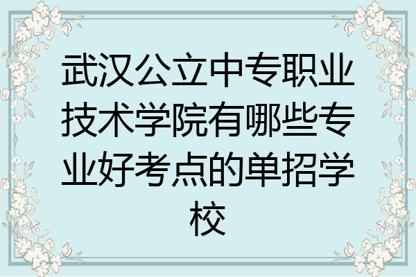 武汉公立中专职业技术学院有哪些专业好考点的单招学校