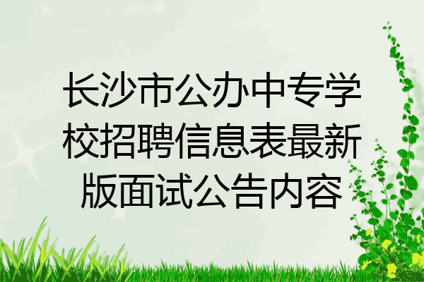 长沙市公办中专学校招聘信息表最新版面试公告内容