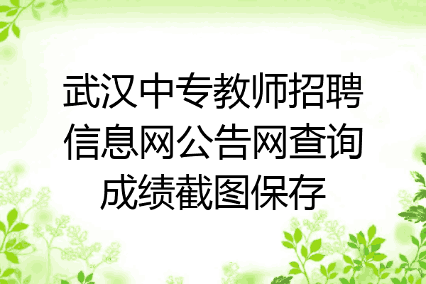 武汉中专教师招聘信息网公告网查询成绩截图保存